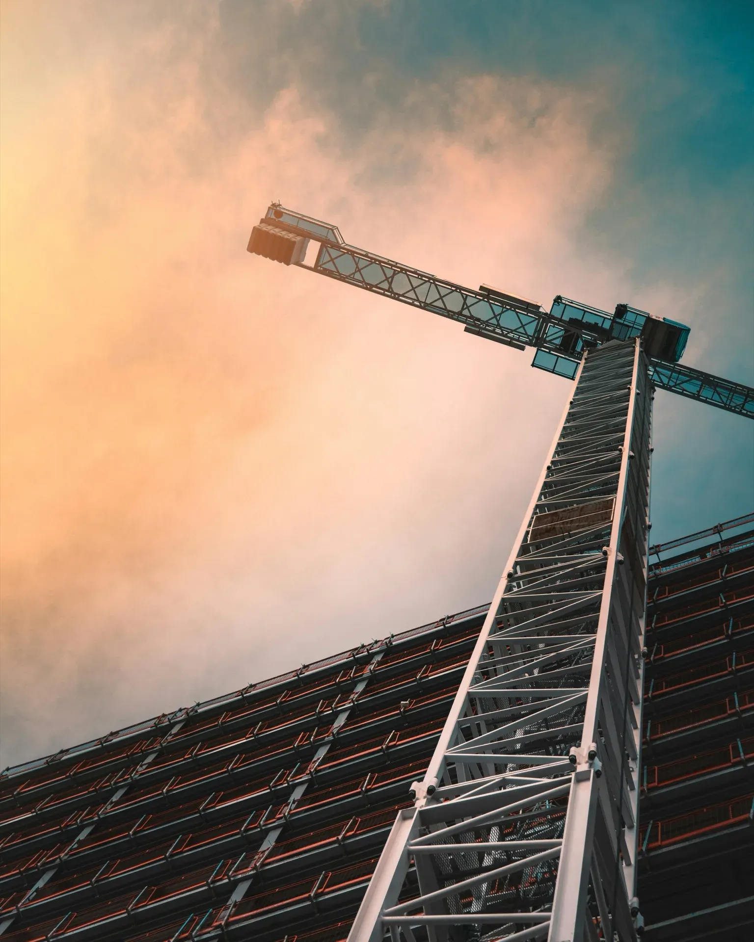 Construction site with tower crane